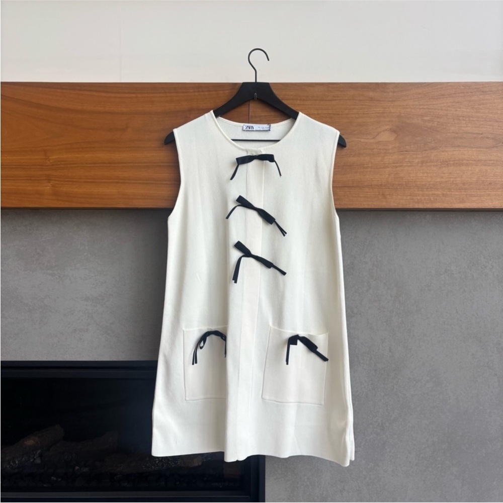 ZARA DRESS KNIT MINI WITH BOWS